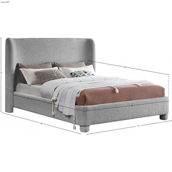 Penny Grey Boucle Queen Bed Dimensions