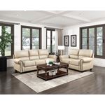 Foxborough Cream Leather Rolled Arm Loveseat 92-4