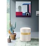 Hailey Cream Velvet Ottoman/Stool - Gold Band