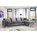 Naomi Grey/Chrome Velvet Upholstered Sectional