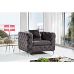 Scarlett Grey Velvet Tufted Chair Scarlett_Chair_Grey by Meridian Furniture 2