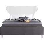 Ghost Acrylic and Grey Velvet Upholstered Bed-2