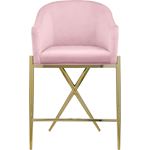 Xavier Pink Velvet and Gold Counter Stool-4