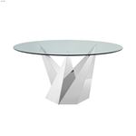 Firenze Stainless Steel Clear Glass Dining Table 2