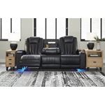 Center Point Black Leatherette Reclining Sofa w-4