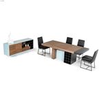 Modrest Aegean Modern Walnut and Teal Dining Table 4