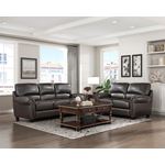 Foxborough Brown Leather Rolled Arm Loveseat 92-4