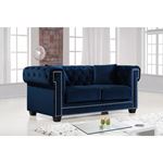 Bowery Navy Velvet Tufted Love Seat Bowery_Loveseat_Navy by Meridian Furniture 2