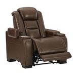 Man-Den Mahogany Leather Power Recliner Chair open