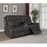 Lawrence Charcoal Fabric Reclining Loveseat with-2