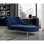 Margo Navy Velvet Upholstered Tufted Chaise - 2