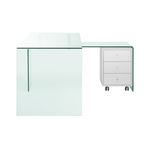 Rio Clear Glass Office Desk w/ High Gloss White -2
