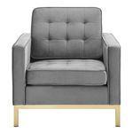 Loft Modern Grey Velvet and Gold Legs Tufted Chair EEI-3393-GLD-GRY by Modway 4