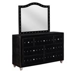 Deanna Black Velvet Button Tufted Mirror 206104-2