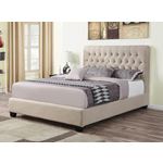 Chloe Oatmeal King Tufted Fabric Bed 300007KE-2