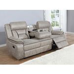 Greer Taupe Leatherette Reclining Sofa 651351-4