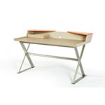 Bradley Beige Leather & Orange Office Desk- 2