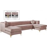 Graham Pink Velvet Upholstered Sectional- Gold - 2