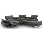 Annalaise Dark Grey Italian Leather Sectional w/ Recliner By JM Furniture