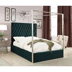 Porter Green Velvet Upholstered Tufted Canopy Bed