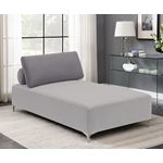 Grey Velvet Accent Chaise With Removable Pillow-2