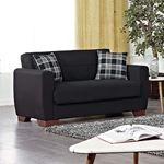 Barato Black Upholstered Convertible Loveseat w-2