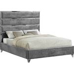Zuma Grey Velvet Upholstered Platform Bed by Meridian Furniture