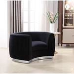 Julian Black Velvet Chrome Trim Chair Julian_Chair_Black/Chrome by Meridian Furniture 2