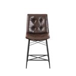 Brown Leatherette Tufted Counter Height Stool 1-2