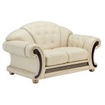 Apolo Tufted Ivory Leather Love Seat By ESF Furniture 2