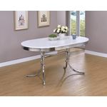 Retro Oval White and Chrome Dining Table 2065 in room