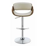 Contemporary Walnut and Ecru Swivel Bar Stool 1-2