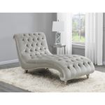 Grey Velvet Tufted Chaise With Nailhead Trim 90-2