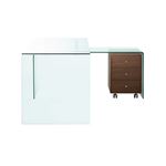 Rio Clear Glass Office Desk w/ Walnut Veneer - 2
