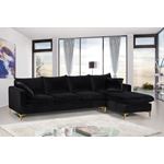 Naomi Black/Gold Velvet Upholstered Sectional - 2