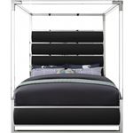 Encore King Black Poster Canopy Faux Leather Bed-2