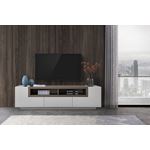 TV002 White and Grey Oak 65 inch TV Stand in room