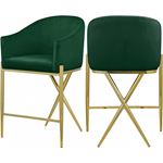 Xavier Green Velvet and Gold Counter Stool-2