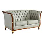 401 Tufted Grey Leather Love Seat Side