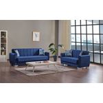 Barato Blue Upholstered Convertible Sofa Bed with Storage By Ottomanson