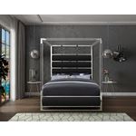 Encore King Black Poster Canopy Faux Leather Bed-4