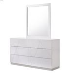 Naples White Modern 6 Drawer Dresser and Mirror-2