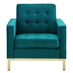 Loft Modern Teal Velvet and Gold Legs Tufted Chair EEI-3393-GLD-TEA by Modway 4
