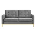 Loft Modern Grey Velvet and Gold Legs Tufted Love Seat EEI-3390-GLD-GRY by Modway 2