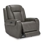 Card Player Smoke Faux Leather Power Recliner 1-2