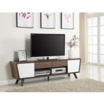 Contemporary 74 inch Walnut and White 2 Drawer T-2