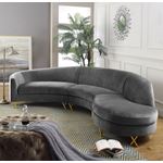 Serpentine Grey Velvet Upholstered Sectional - 2