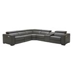 JM Picasso Dark Grey Leather Reclining Sectional