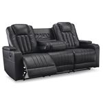 Center Point Black Leatherette Reclining Sofa w-2