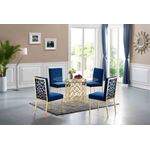 Opal Gold Stainless Steel and Glass Round Dining Table Navy